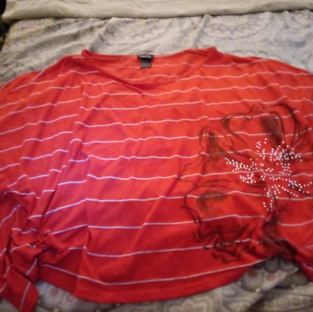 Flowing red flower shirt